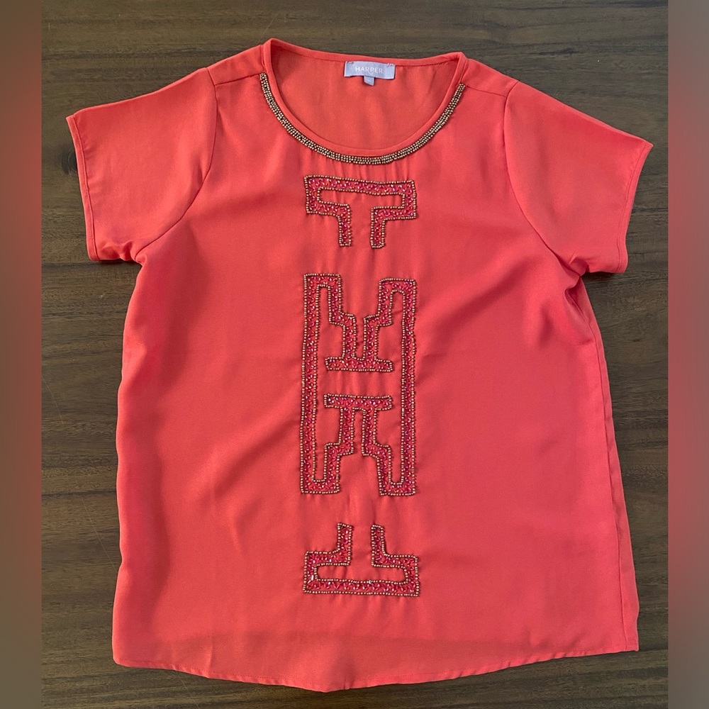 Harper Orange Beaded Blouse Size M